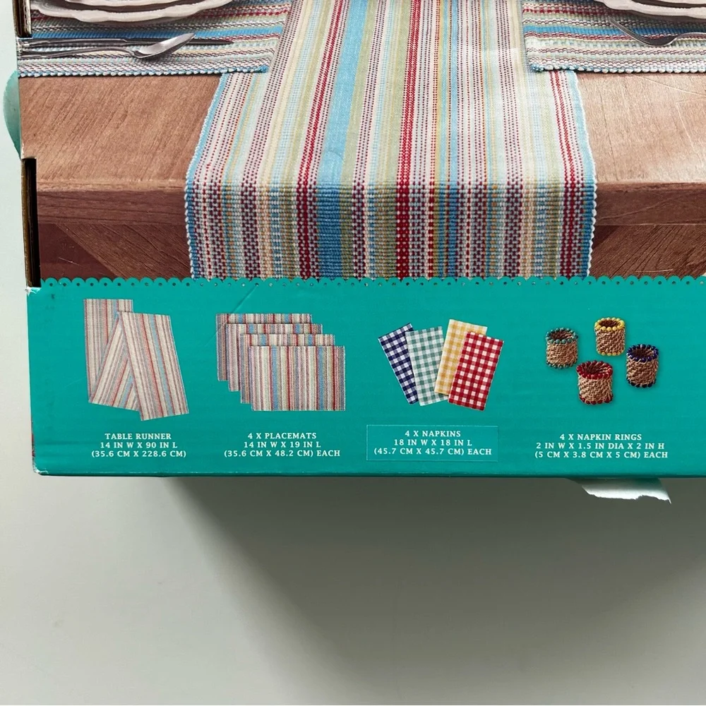 The Pioneer Woman Colorful Chunky Stripe Gingham 13-Piece Table Linens Set